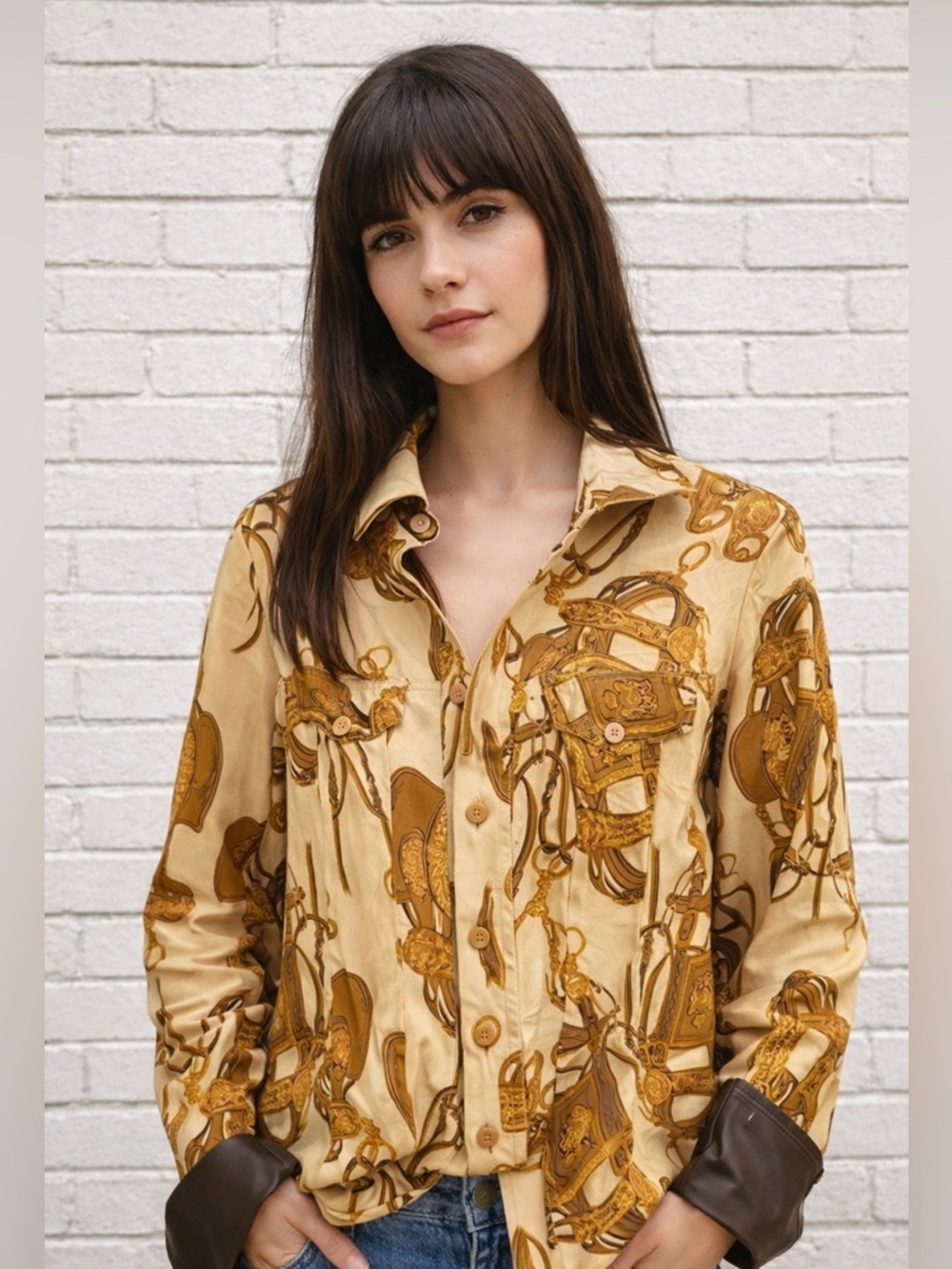Unique reversible vintage leather shirt jacket